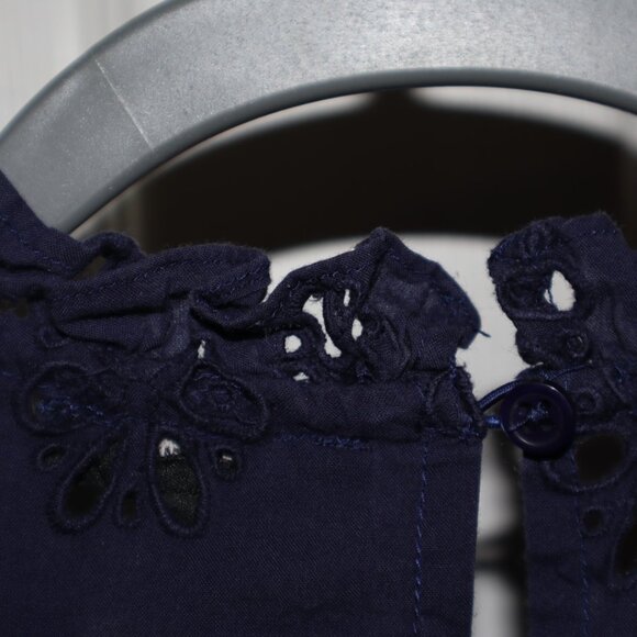 J. Crew | Navy Ruffle Trim Eyelet Top, Size S - Picture 5 of 13
